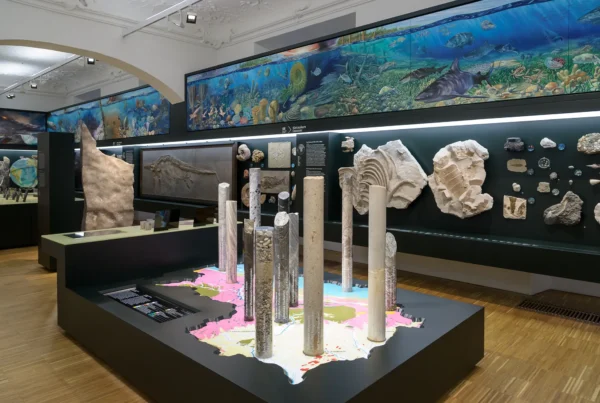Innenraum des Naturkundemuseums mit Fossilien